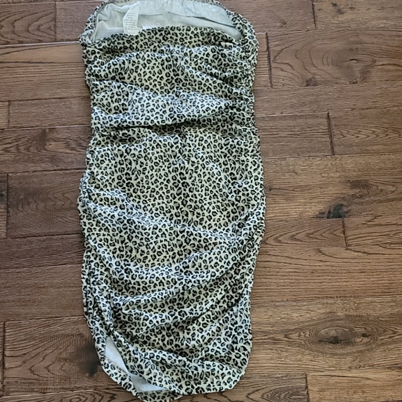 Strapless Ruched Cheetah Print Dress with Short Jacket - Picture 4 of 6